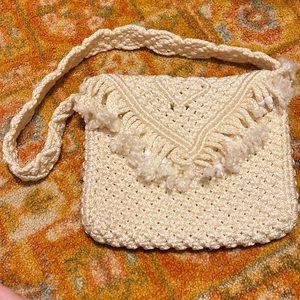Macrame handmade white purse